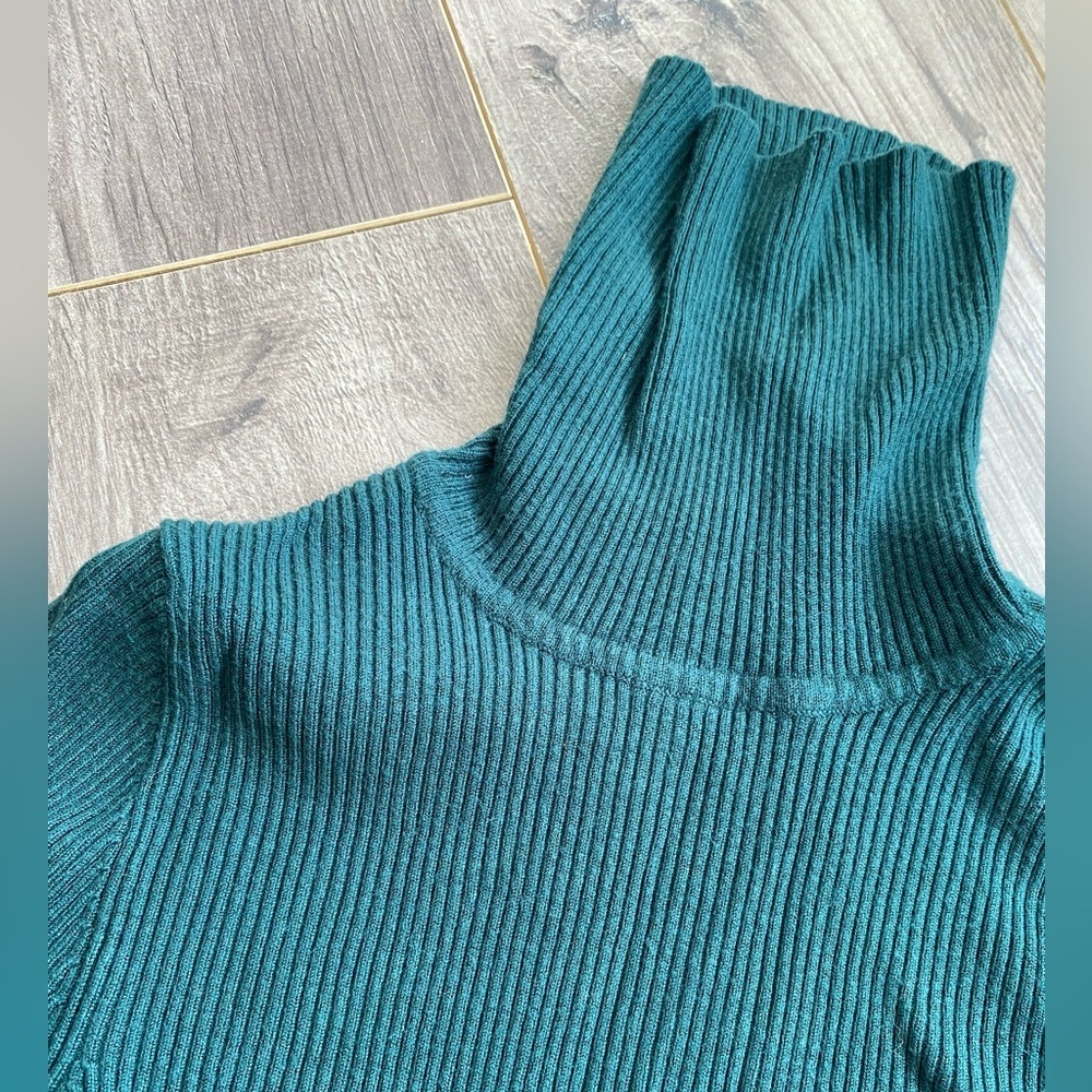 Urban Heritable deep green ribbed turtleneck, super stretchy, comfy light weight - Picture 2 of 3